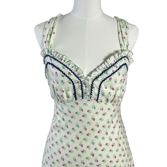 Free People Dainty Western Prairie Sweet Hearts Midi Dress in Ivory Combo Medium - Picture 9 of 16